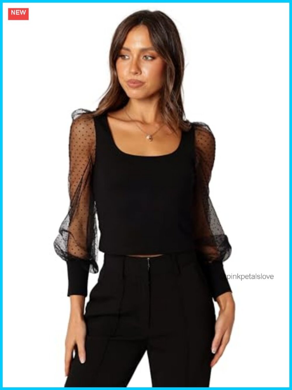 Wesson Sheer Mesh Sleeve Crop Top